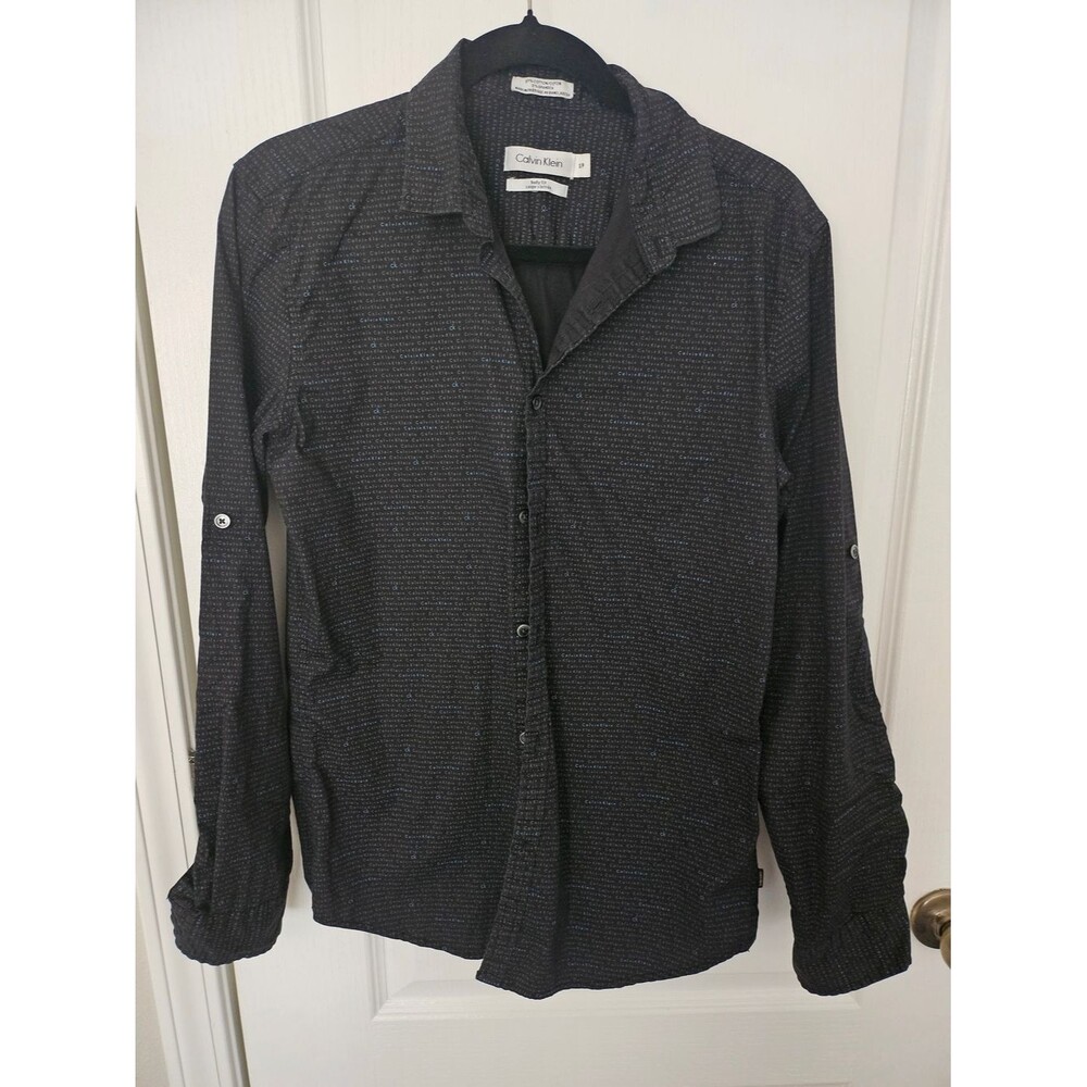 Calvin Klein Black Shirt with Subtle Blue Accent